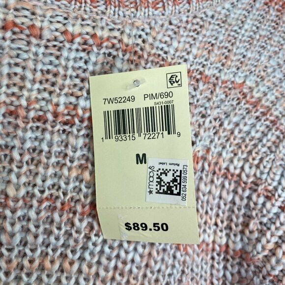 Lucky Brand Sweater Pink Striped Marled Crewneck Knit Chunky Women Medium NWT - Picture 6 of 9